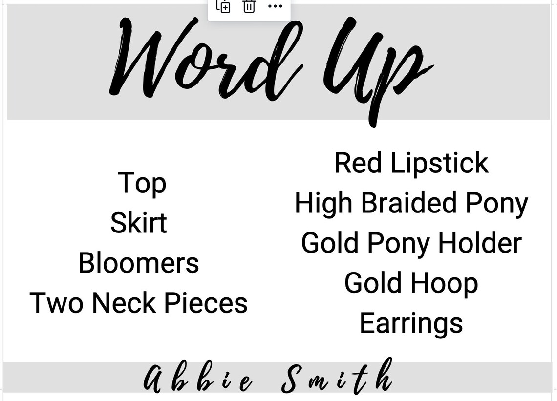 Wardrobe Card Editable Canva Template for Dream Duffel Dance Garment