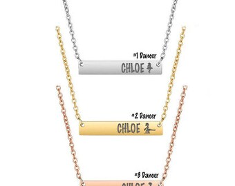 Irish Dance Name Bar Pendant Necklace|Choose Your Finish and Image|Non Tarnishing