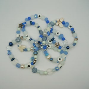 Blue Y2K Bracelet With Iridescent Spacer Beads 