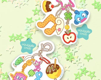 cute trinket keychain vinyl sticker, 2 designs