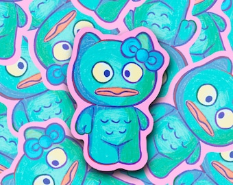 hangyodon hello kitty vinyl sticker, cute sanrio y2k