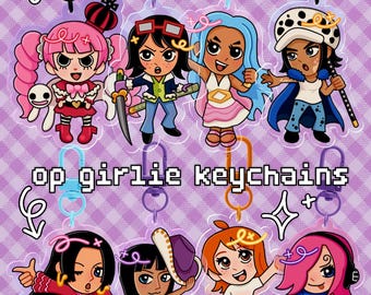 pirate anime girlie acrylic keychains, op