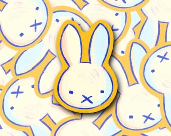 hand drawn miffy inspired bunny vinyl stickers, two sizes