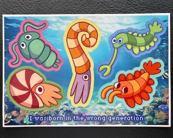 i was born in the wrong generation vinyl sticker sheet, cambrian explosion
