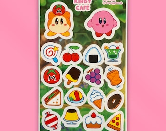 kirby café clear vinyl sticker sheet