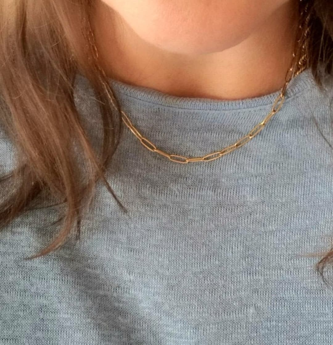 Gold Paperclip Chain Necklace, Gold Stainless Steel Dainty Paperclip ...