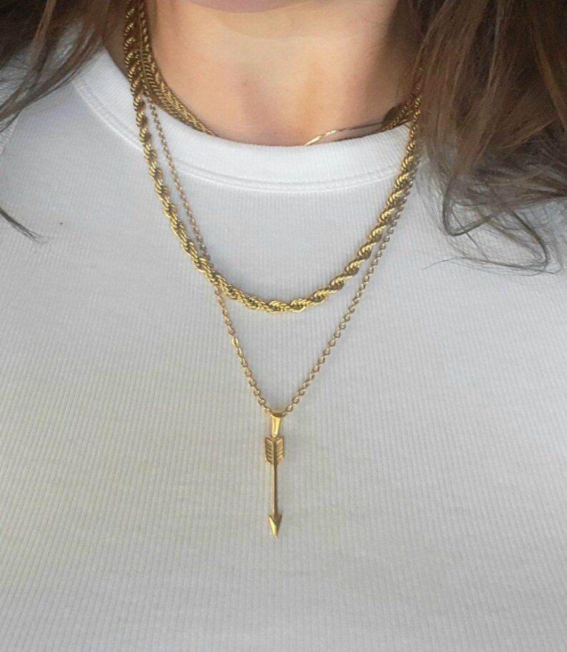 Gold Long Arrow Necklace, 18k Stainless Steel Long Skinny Arrow Charm ...