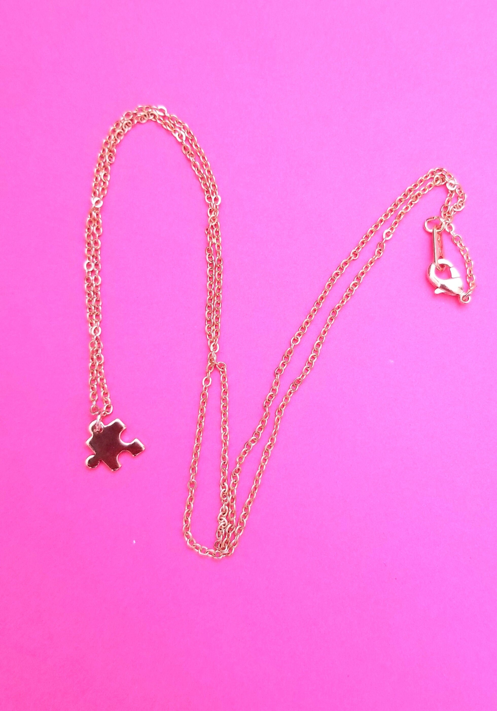Dainty gold puzzle piece necklace 24k gold plated delicate Etsy