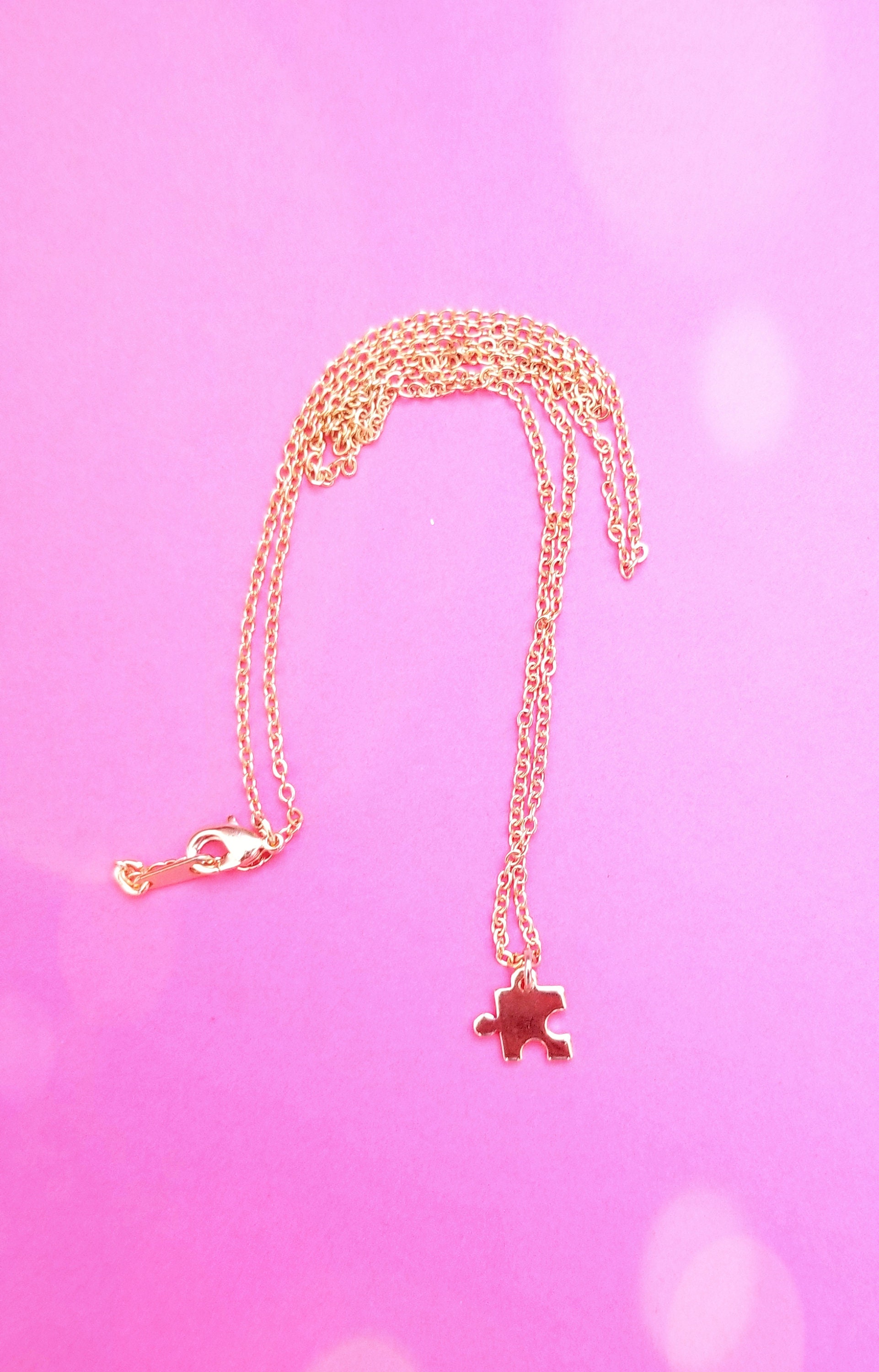 Dainty gold puzzle piece necklace 24k gold plated delicate Etsy