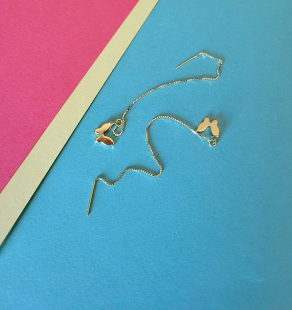 Dainty Gold Butterfly Threaders 24k Plated Butterfly Charms Etsy