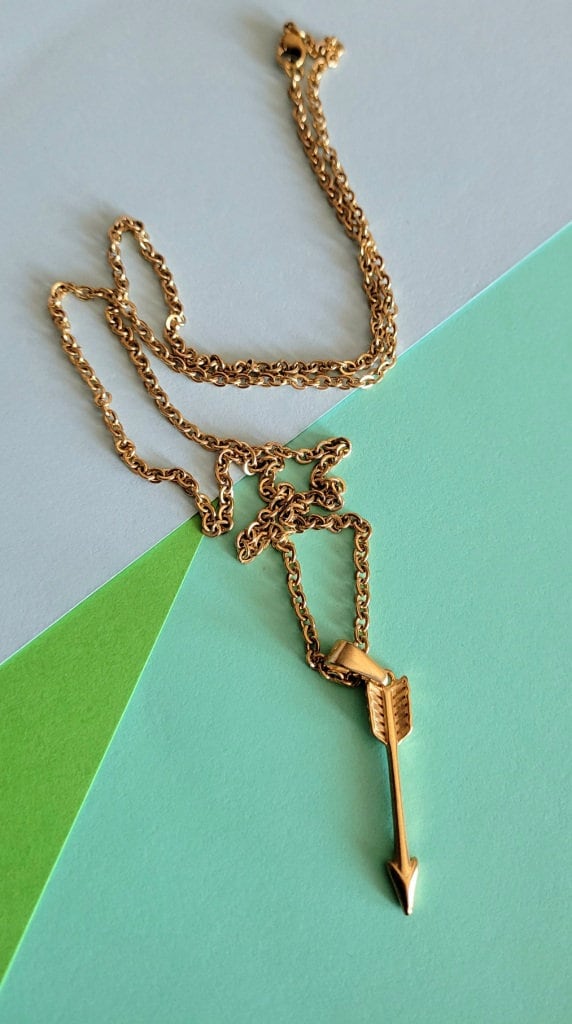 Gold Long Arrow Necklace, 18k Stainless Steel Long Skinny Arrow Charm ...