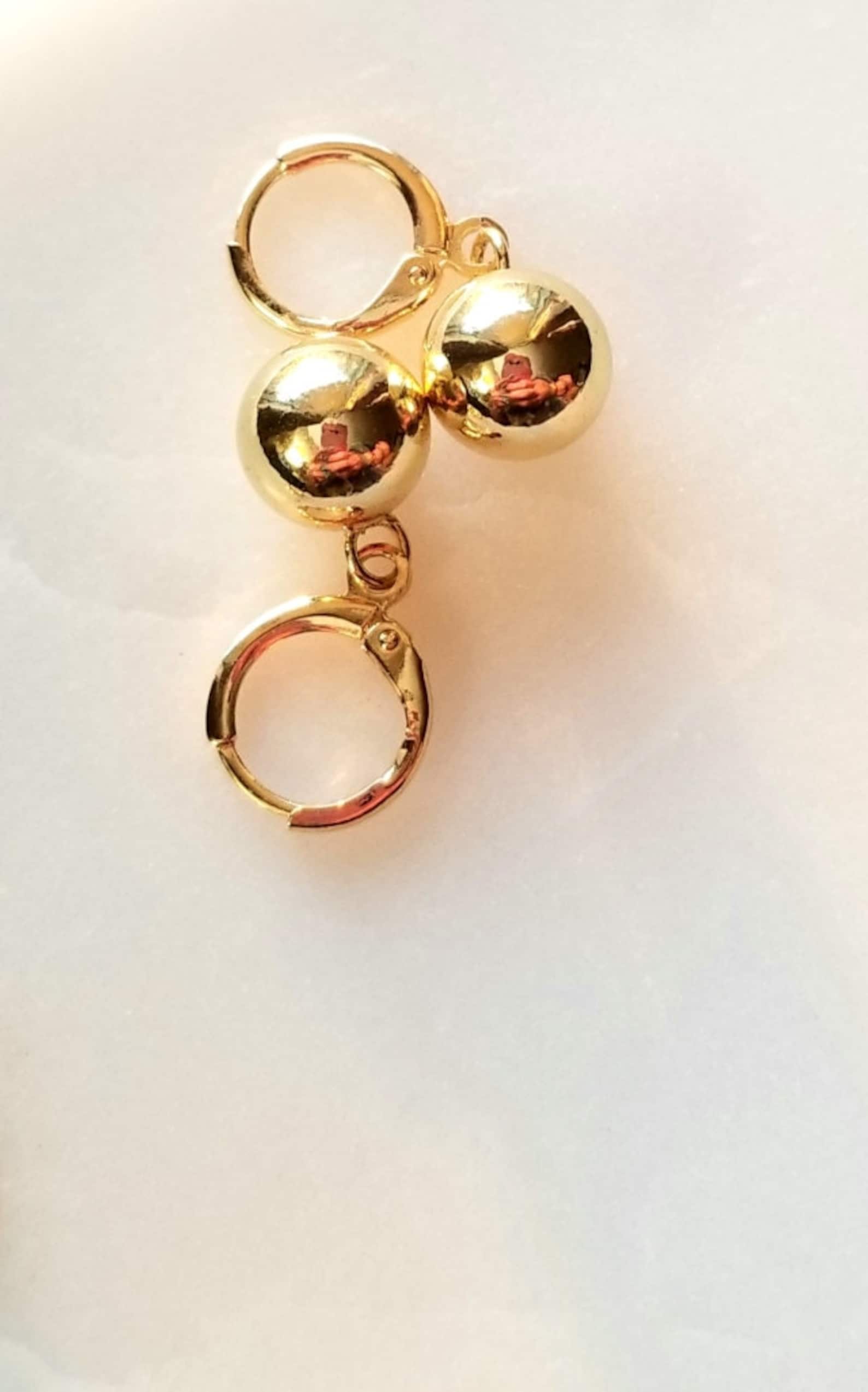 Gold Ball Hoops Small or Large Gold Plated Drop Ball Huggie Etsy