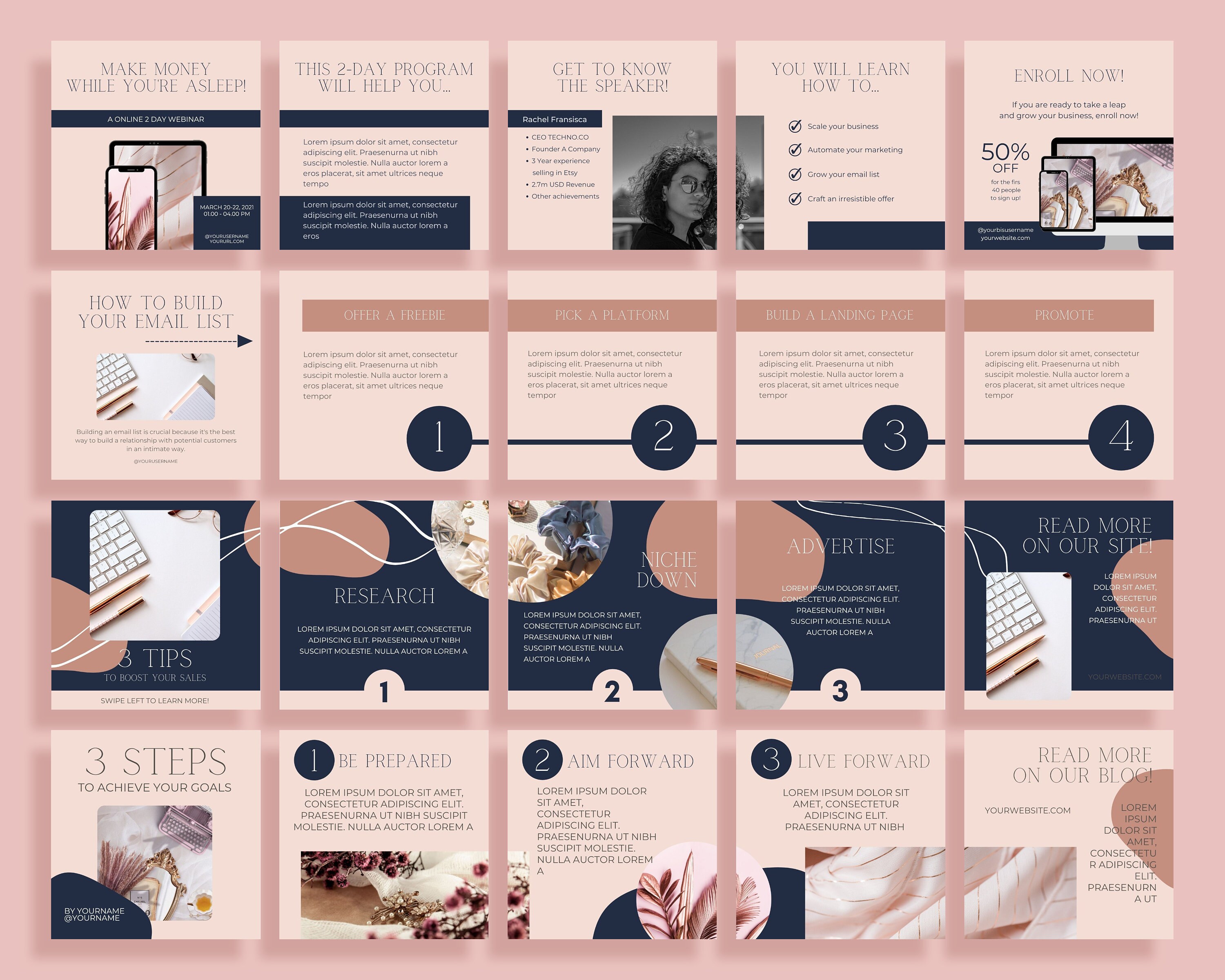 50 Instagram Carousel Template Canva for Business Coaches & - Etsy
