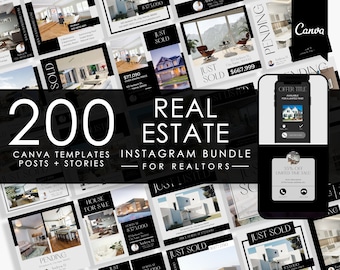 200 Instagram Vorlagen für Makler | Bearbeitbare Canva Instagram Vorlage für das Immobilienmarketing | Makler Social Media Posts