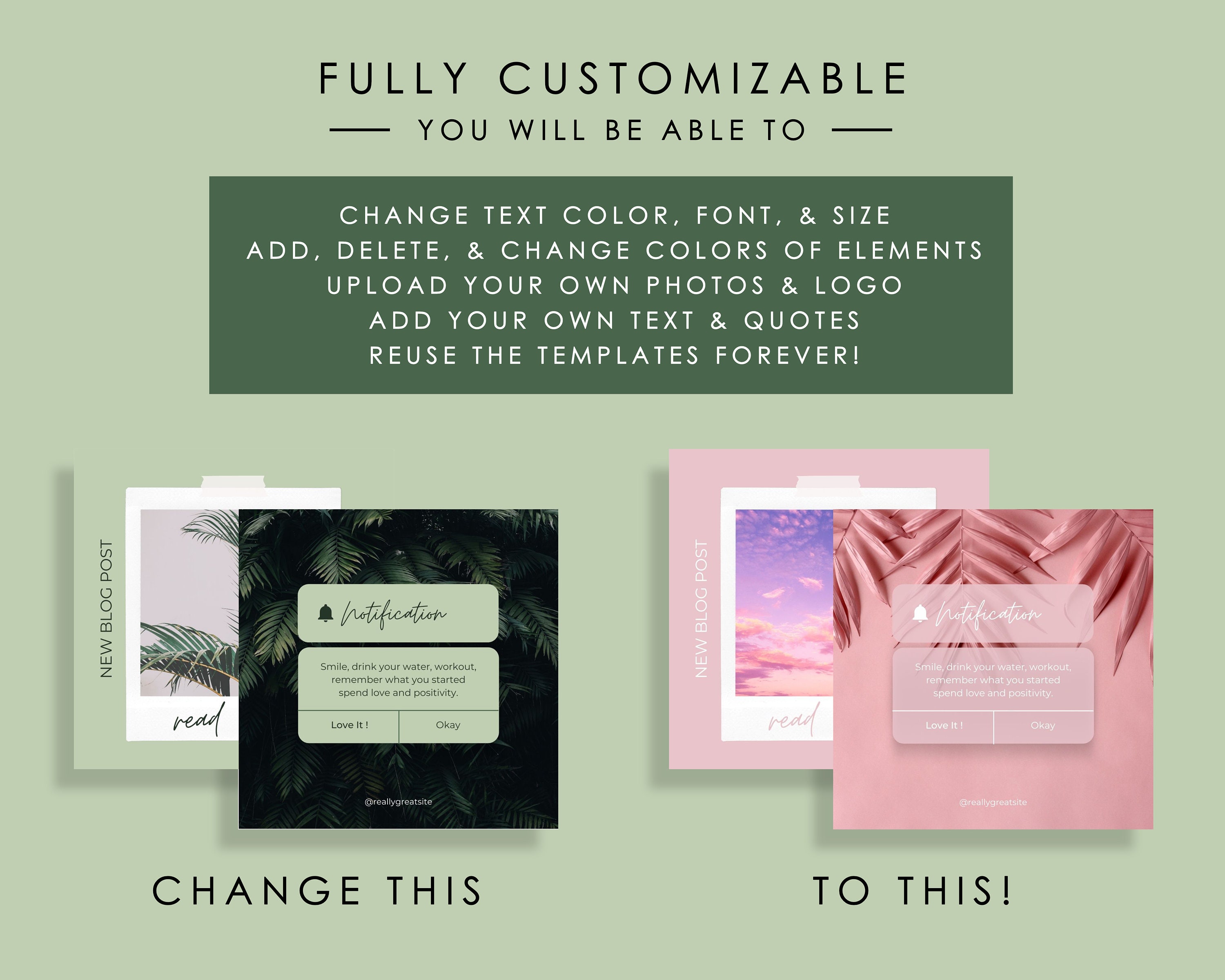 50 Editable Instagram Templates Bundle Canva, Social Media Template ...