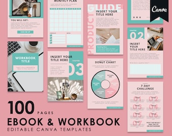 Plantilla de libro electrónico Canva / Plantilla de libro de trabajo de coaching / Lead Magnet para curso en línea, Life Coach, Plantilla de hoja de trabajo / Guía del curso de Canva