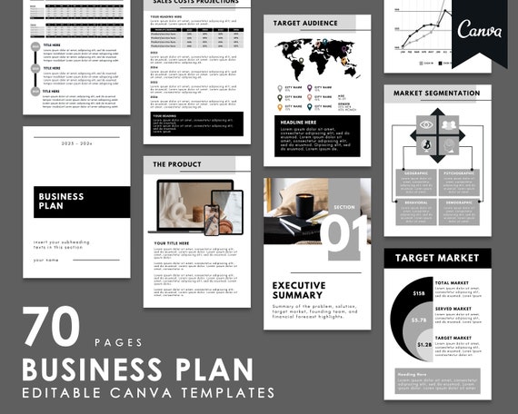 Business Plan Template, Canva Template Business Plan | Editable Online Business Plan, Printable Business Planner, Elevator Pitch Template
