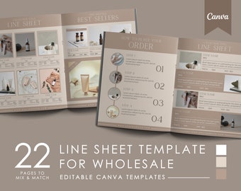 Line Sheet Template for Wholesale Catalog, Price List Template Canva, Editable Wholesale Line Sheet Template Pricing Ebook, Linesheet Canva