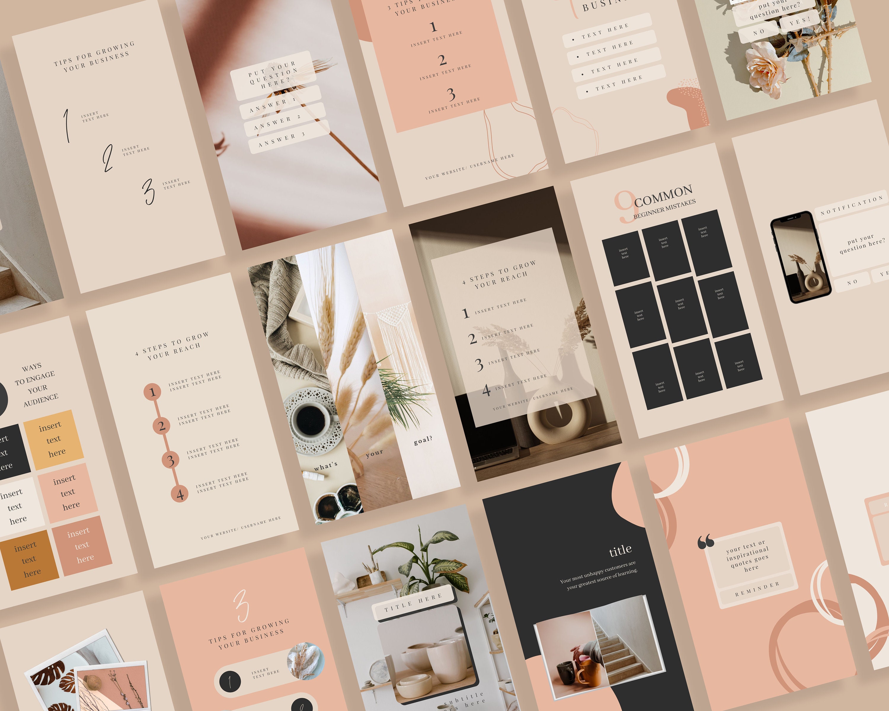 50 Boho Instagram Story Template Canva, Engagement Instagram Nude Beige ...