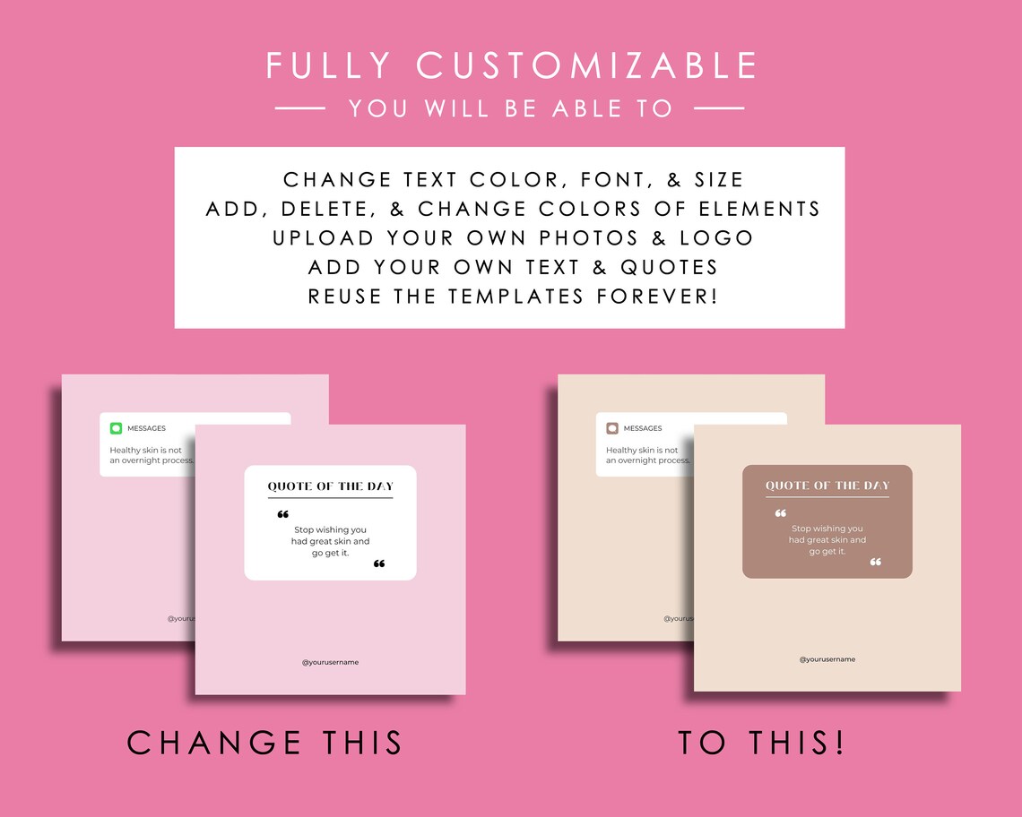 50 Pink Skincare Instagram Post Templates Canva for - Etsy