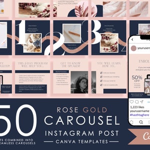 50 Instagram Carousel Template Canva for Business Coaches & Coaching Template, Instagram Carousel Posts Template, Engagement Booster Puzzle