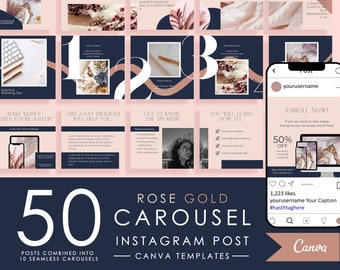 50 Instagram Carousel Template Canva for Business Coaches & Coaching Template, Instagram Carousel Posts Template, Engagement Booster Puzzle