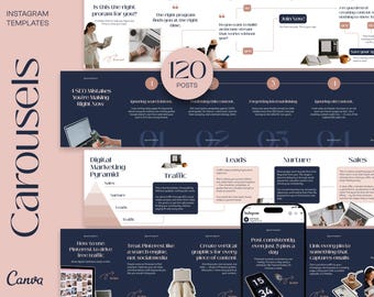 120 Instagram Karussell Vorlage Canva for Business Coaches & Coaching Vorlage, Instagram Karussell Posts Vorlage, Engagement Booster Puzzle