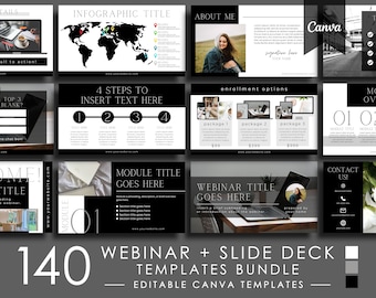 Webinar Template & Slide Deck Template Canva, Course Webinar Presentation Templates, Masterclass Template and Workshop Bundle