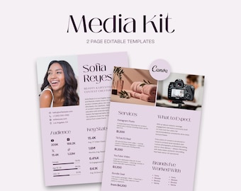2 Seite Media Kit Canva Template Rosa Instagram Media Kit Influencer Rate Sheet Template Blogger Press Kit | Facebook Tiktok Vorlage