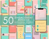 50 Instagram Story Templates Pastel | Canva Template for Engagement Booster Notification Pack | Instagram Branding Templates for Coaches