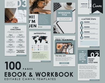 Ebook Template Canva | Coaching Workbook Template | Lead Magnet for Online Course, Life Coach, Worksheet Template | Course Guide Canva
