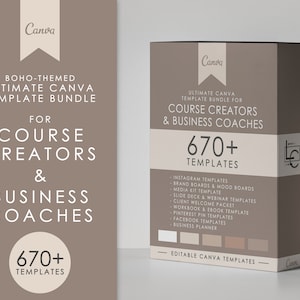 Canva Templates Bundle, Boho Coaching Business Template Toolkit, Life Coaches Template, Course Creator & Coaching Social Media Templates