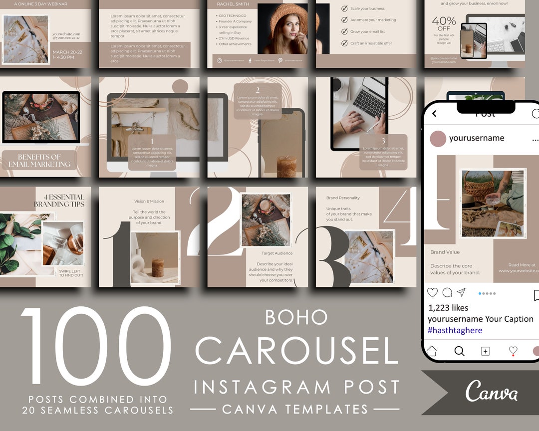 100 Instagram Carousel Posts Canva for Business Coaches & Coaching ...