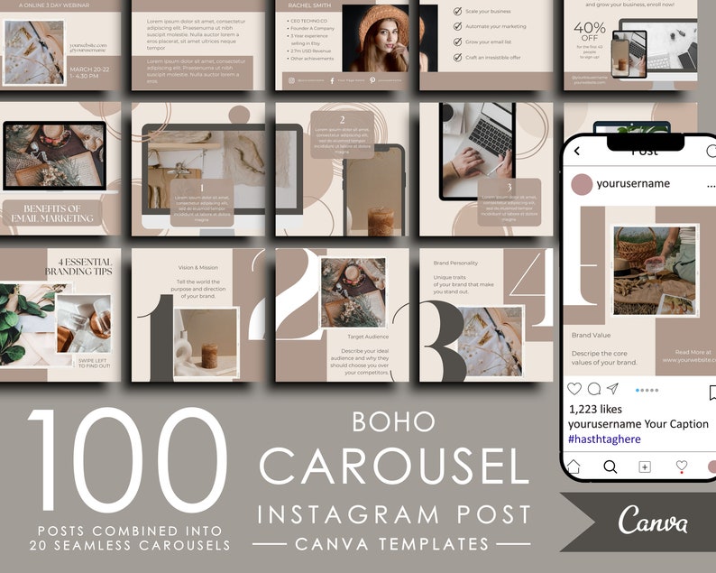 100 Instagram Carousel Posts Canva for Business Coaches & Coaching ...