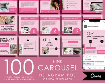 Pink Instagram Carousel Posts Canva for Business Coaches & Coaching Template, Instagram Posts Templates Pack, Engagement Booster Puzzle