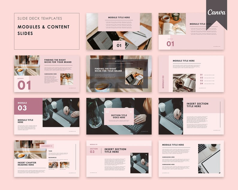 Pink Webinar Template & Slide Deck Template Canva, Course Webinar ...