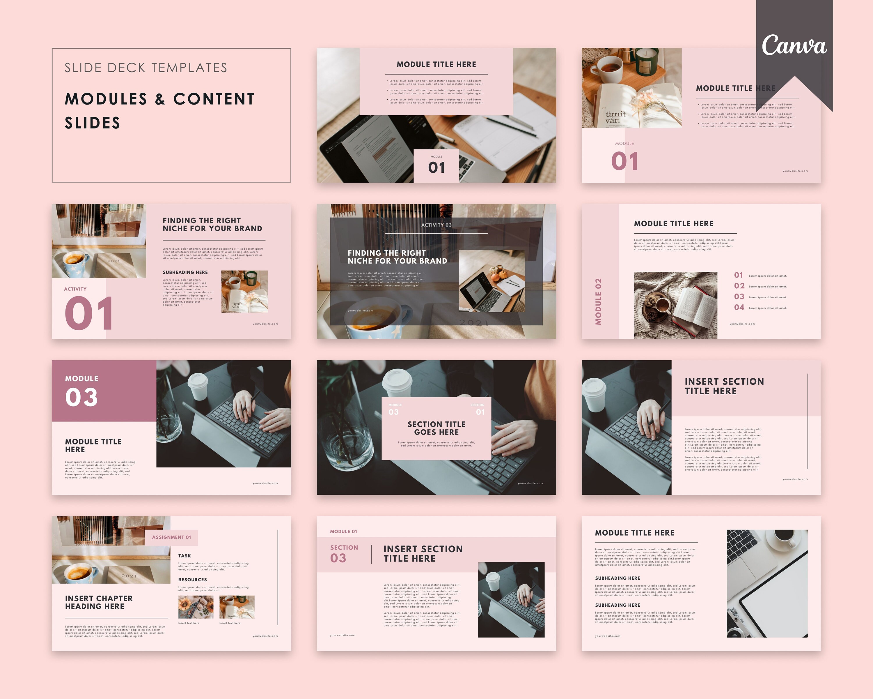 Pink Webinar Template & Slide Deck Template Canva, Course Webinar ...