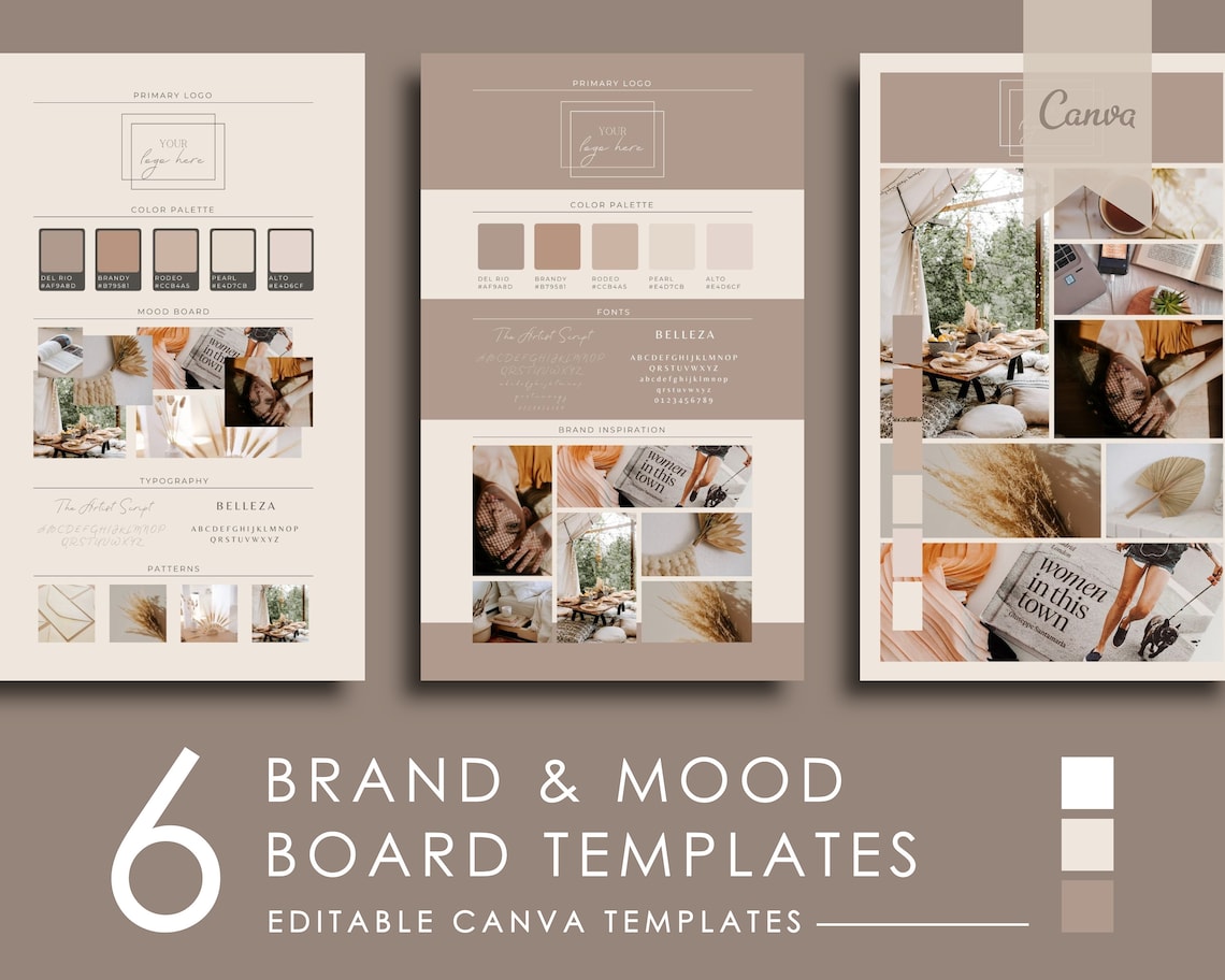 Brand Board Templates and Mood Board Templates Editable Canva - Etsy