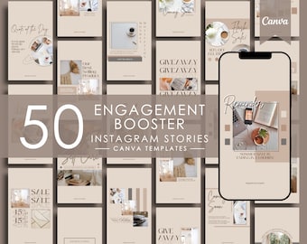 Boho Instagram Story Templates | Canva Template for Instagram Engagement Booster Notification Pack | Engagement Story Neutral Template
