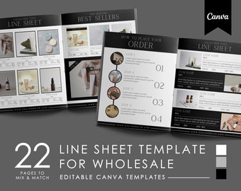 Line Sheet Template for Wholesale Catalog, Price List Template Canva, Editable Wholesale Linesheet Template Pricing Ebook, Line Sheet Canva