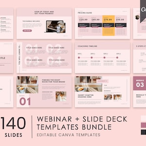 Pink Webinar Template & Slide Deck Template Canva, Kurs Webinar Präsentation Templates, Masterclass Template und Workshop Bundle