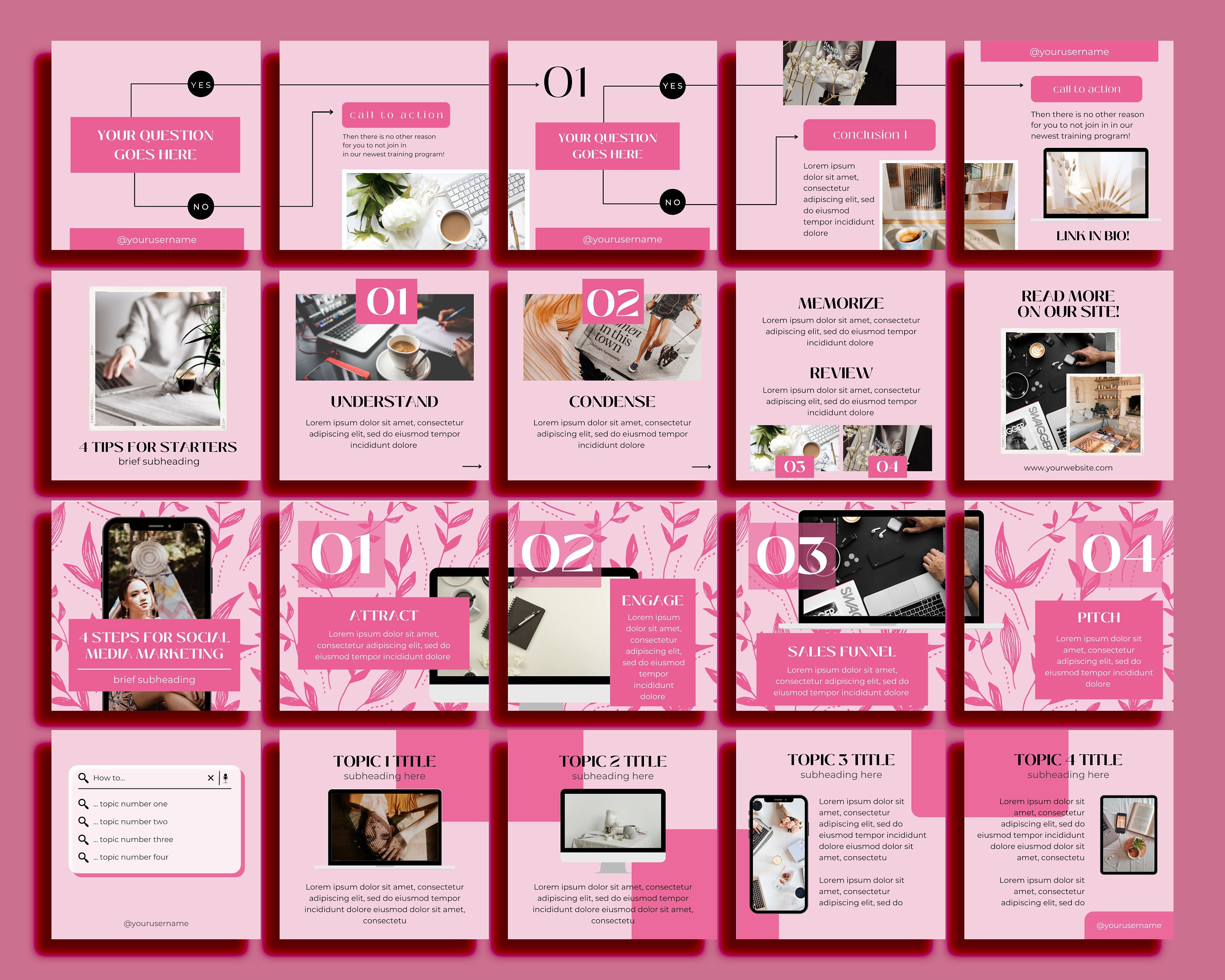 Pink Instagram Carousel Posts Canva for Business Coaches & Coaching ...