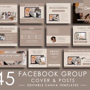 Facebook Templates Canva for Facebook Group, Boho Coaching Templates, Social Media Templates for Small Business, Editable Canva Templates