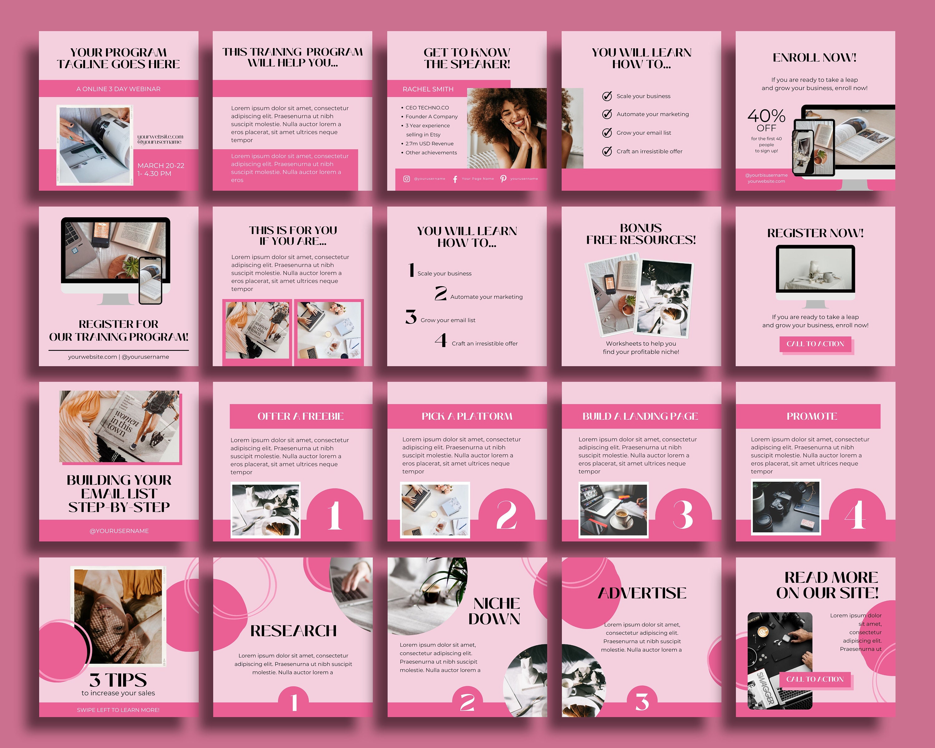 Pink Instagram Carousel Posts Canva for Business Coaches & Coaching ...