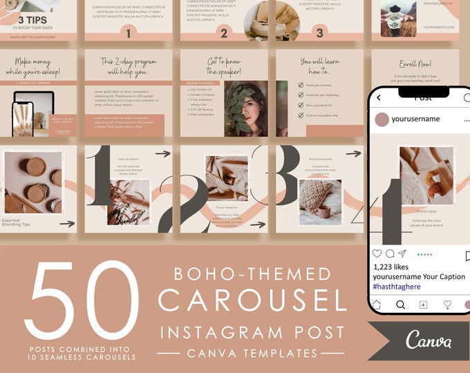 50 Grayscale Instagram Carousel Template Canva for Business Coaches ...