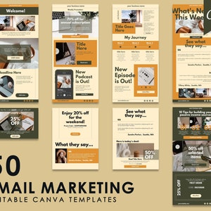 Email Marketing Template Canva, Newsletter Template Kit, Email Newsletter Canva Template for Blogger, Ivory Email Content Marketing Template