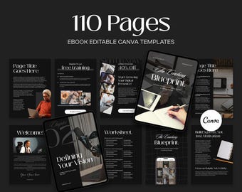 110 Canva Ebook-Vorlage bearbeitbar, Bleimagnet-Leitfaden Buch-Online-Basiskursvorlagen, Arbeitsmappenvorlage, bearbeitbares Arbeitsblatt-Layout Life Coach