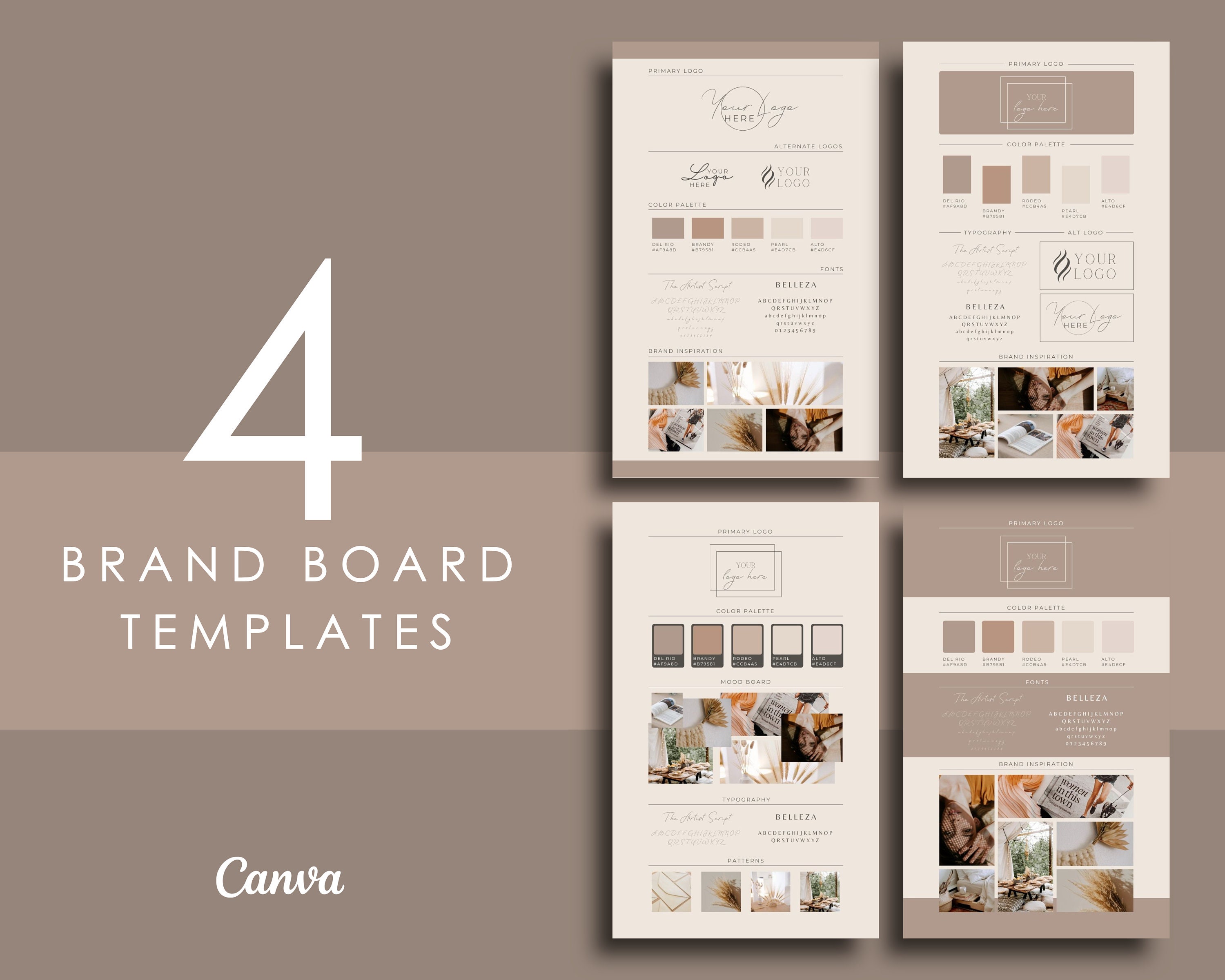 Brand Board Templates and Mood Board Templates Editable Canva - Etsy
