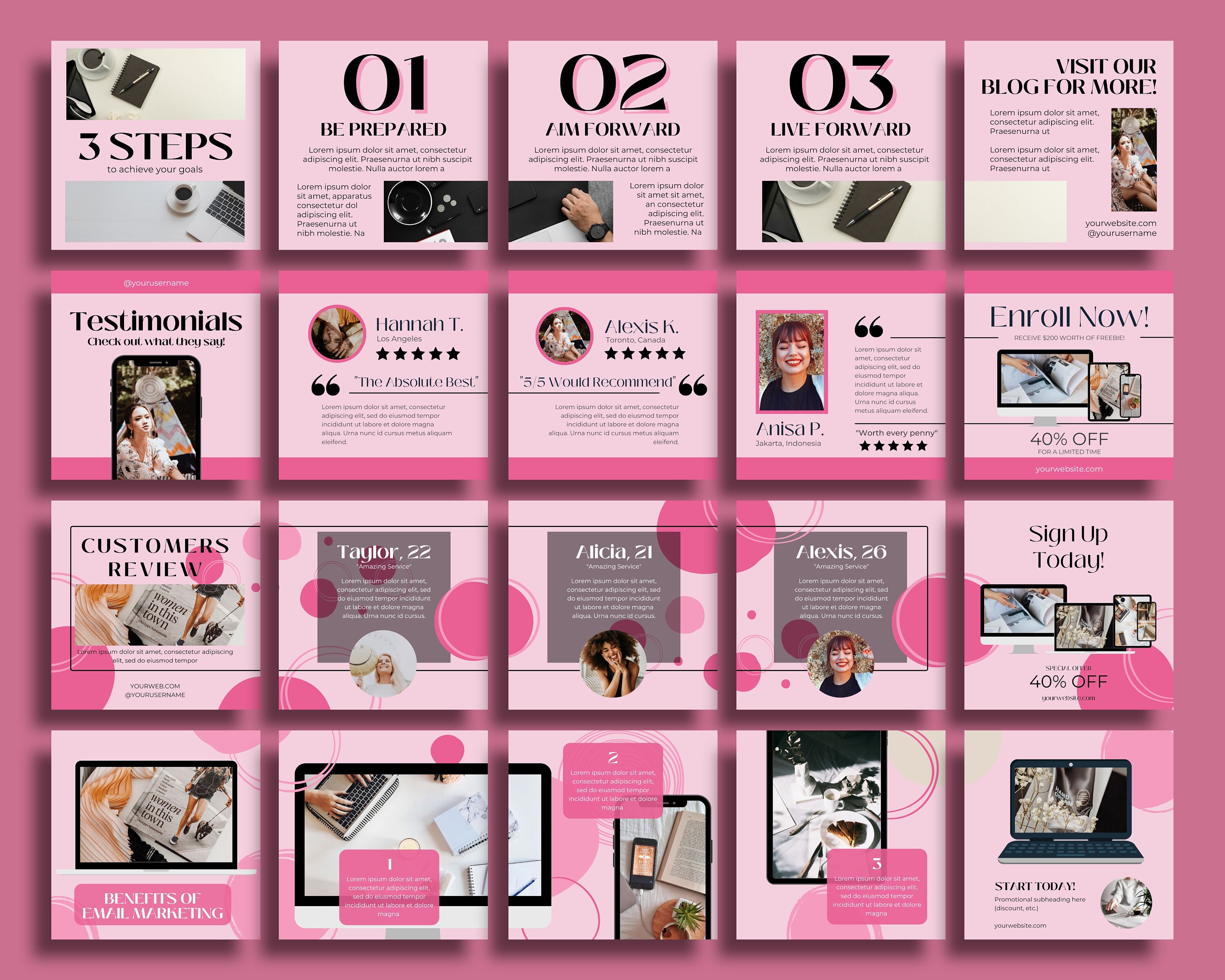 Pink Instagram Carousel Posts Canva for Business Coaches & Coaching ...