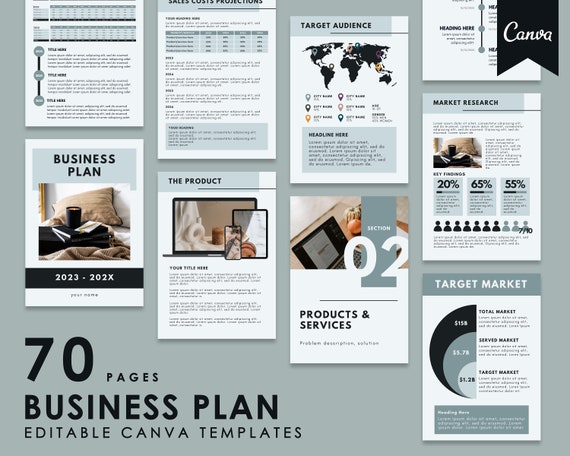 Business Plan Template, Canva Template for Business Plan, Editable Online Business Plan, Printable Business Planner, Elevator Pitch Template